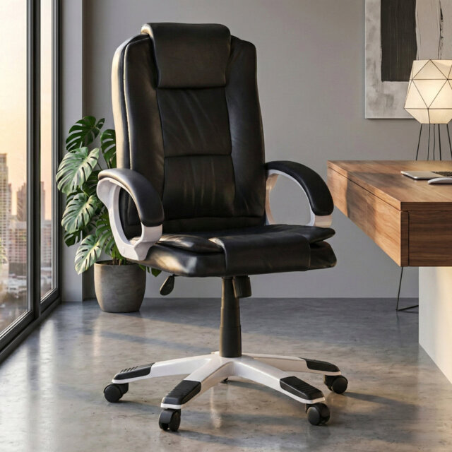 Muskoka Swivel Desk Chair Faux Leather With Adjustable Height, UKFR Certified