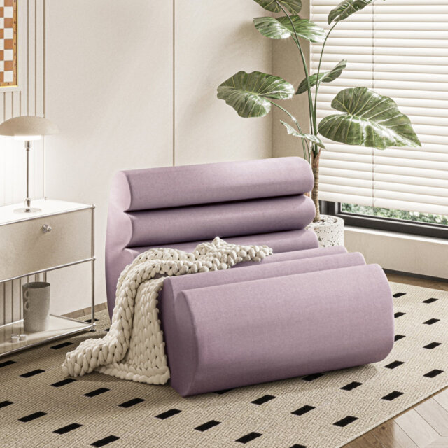 Sit-down Comfort Upholstered Accent Chair Waterproof Bean Bag Chair Fireside Reading Lounger Armless Single Sofa Slipper Chair Purple