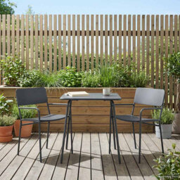 Garden Chairs 2 pcs Anthracite Steel Outdoor Seating Modern Armchair