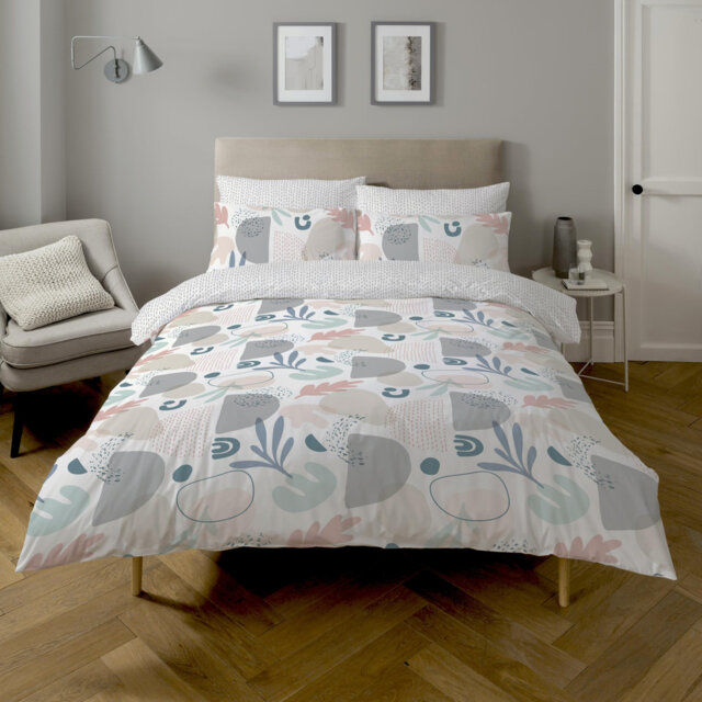 Zuzia White/Blue/Grey Modern & Contemporary 2 Piece Duvet Cover Set