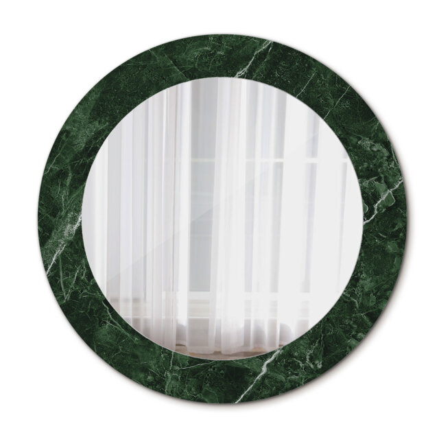 Huldar Round Glass Framed Wall Mounted Accent Mirror in Green/White