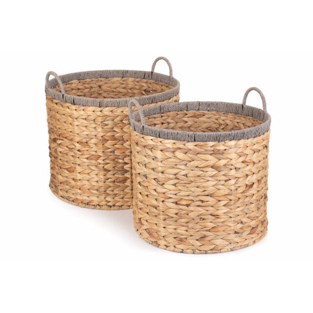 Wicker Round Rope Border 2 Piece Basket Set