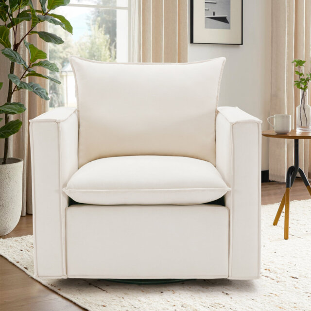 Velvet Swivel Chair - Plush Upholstered Armchair W/ 360° Rotation & Sturdy Base, 136kg