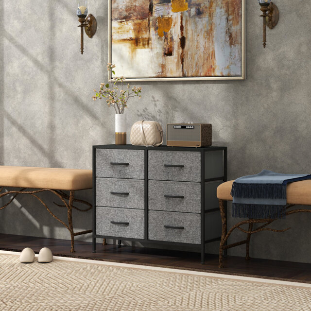 HOMCOM Fabric Chest of Drawers with 6 Fabric Drawers Black