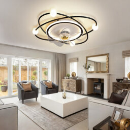 Modern ceiling fan with light, 55cm Dimmable LED ceiling fan light, 42W Timed ceiling fan with light for living room and dining room