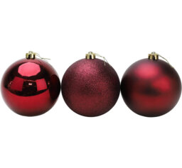 Christmas Baubles 3 Pack, Shatterproof Tree Decorations with Glitter, Matte and Shiny Finishes