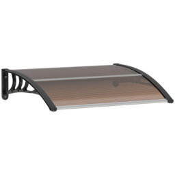 100 X 75cm Brown Front Door Canopy, Aluminium & Polycarbonate Outdoor Awning, Uv & Rain Resistant Porch Shelter