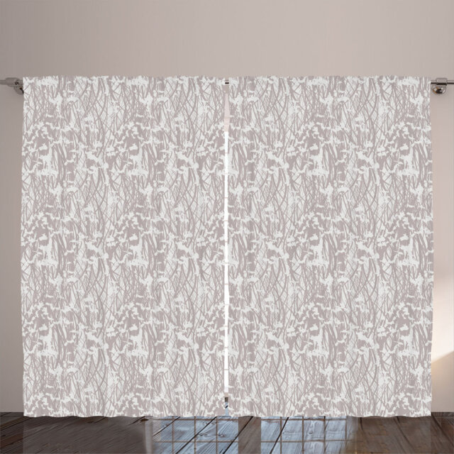 Rustic curtain, art silhouettes, abstract modern art, pale lavender white -gray
