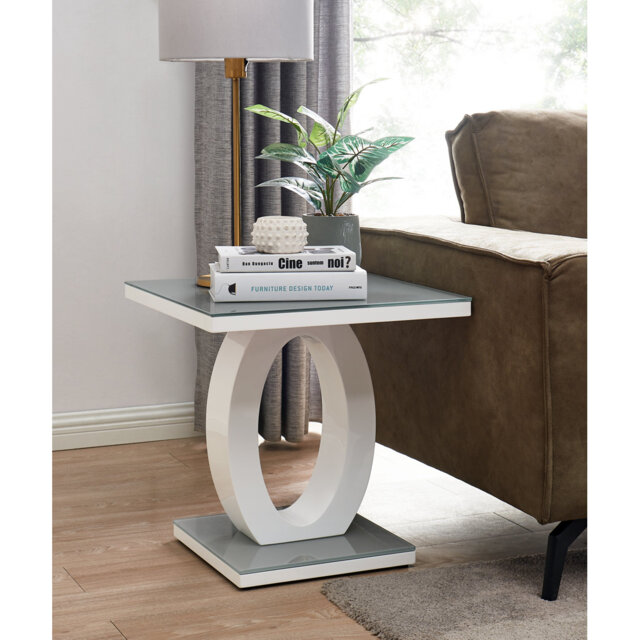 Scottsmoor Modern Grey High Gloss Halo Side Sofa Table - Modern Design