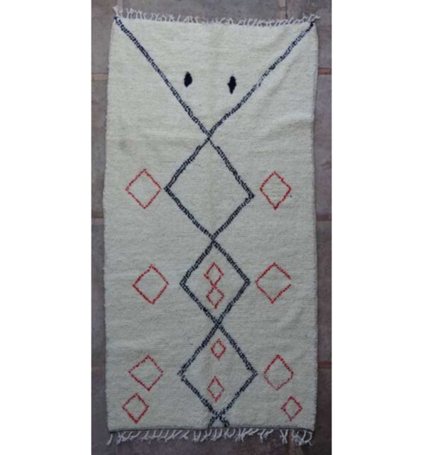 Ardella Berber Genuine Weaved Near Azilal Hand Knotted Wool Beige/Black/Red Rug