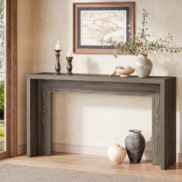 "55"" Farmhouse Console Table, Narrow Wooden Sofa Table For Entryway, Hallway, Living Room, Foyer"