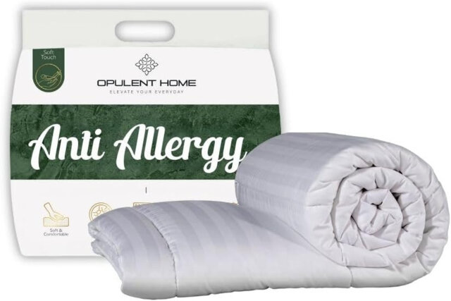 Striped Anti Allergy 7.5 Tog Easy Care Duvet - Summer Comforter, Breathable Microfibre, Luxury Hollowfibre
