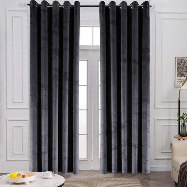 Pownal Crushed Velvet Eyelet Sheer Living Room Curtains