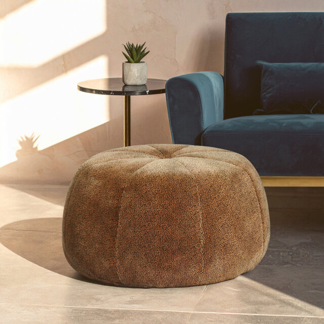 Giulia 82cm Wide Round Animal Print Pouf Ottoman
