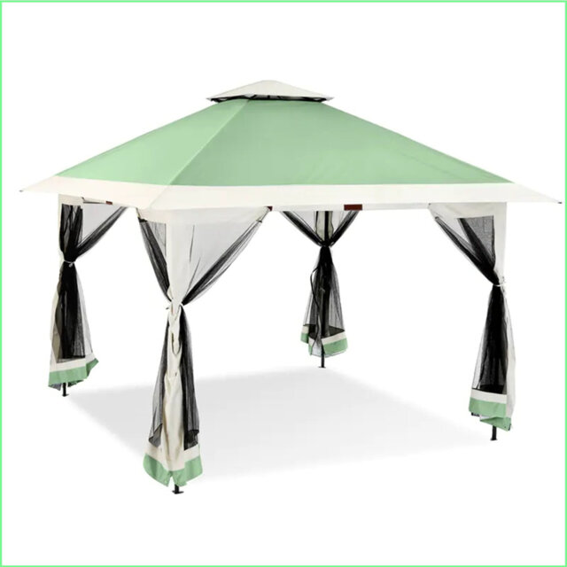 13X13 Pop Up Gazebo, Outdoor Canopy Tent With Mosquito Netting, [Adjustable Height & Spacious] Pop Up Tent With Double Roof, Uv-Resistant Outdoor Gaze