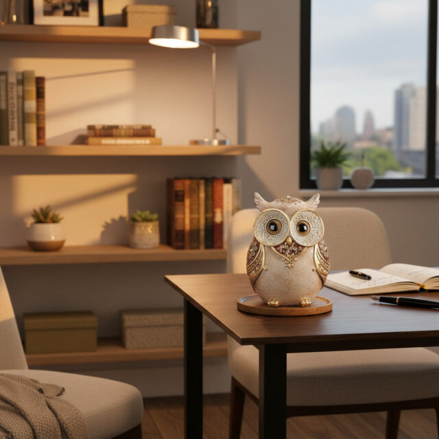 Adorable Big Eye Owl Statue for Elegant Home Decor Accents