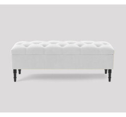 Alyana 90cm Wide Tufted Rectangle Ottoman Storage Bench, Upholstery Velvet Shoe Bench with Turned Wooden Legs