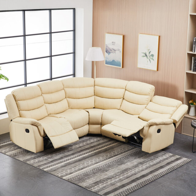 Lotus 6 Seater Faux Leather Reclining Corner Sofa