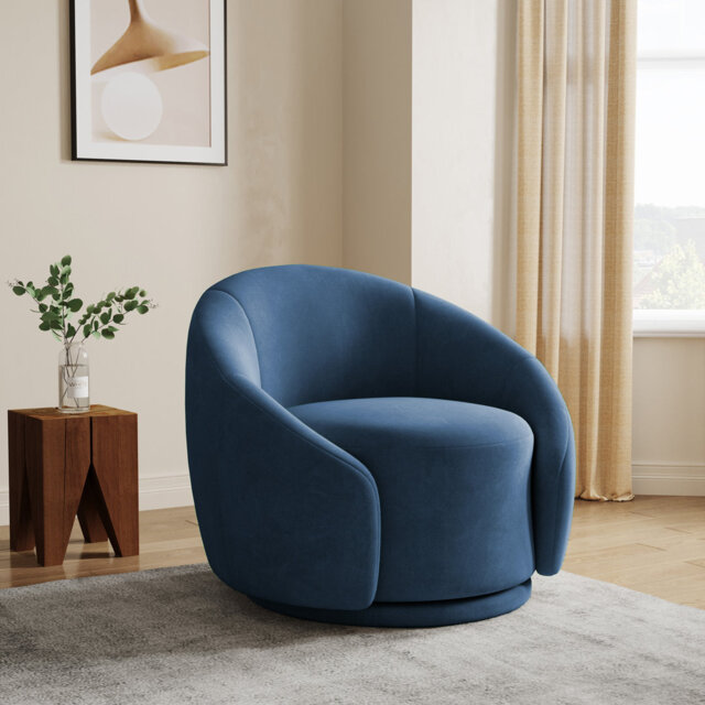 Aunna 89.2Cm Wide Swivel Barrel Chair