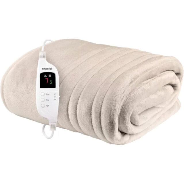 Emperial Heated Throw - Electric Heated Blanket, Machine Washable Soft Fleece with Digital Remote, Timer & 9 Heat Settings - Navy