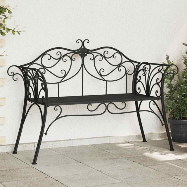 Garden Bench Steel Outdoor Seating Modern Patio Furniture Park Durable