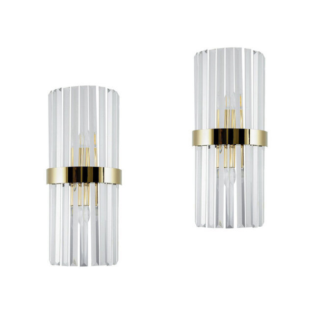 Leia - Mid Century Crystal Gold Wall Light-Luxury Glass Wall Sconce – Gold & Black Modern Crystal Picture Light