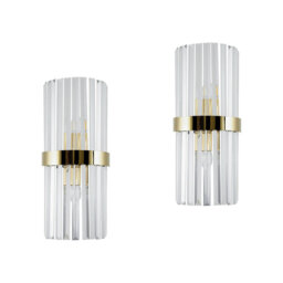 Leia - Mid Century Crystal Gold Wall Light-Luxury Glass Wall Sconce – Gold & Black Modern Crystal Picture Light