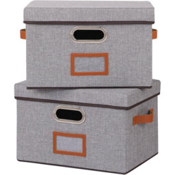 Wardrobe Storage Organiser, Baskets For Shelves With Lids, Foldable Cube Boxes, Fabric Clothes Bins For Home, Office, 38 X 25 X 25 Cm, Grey, 2-Pack
