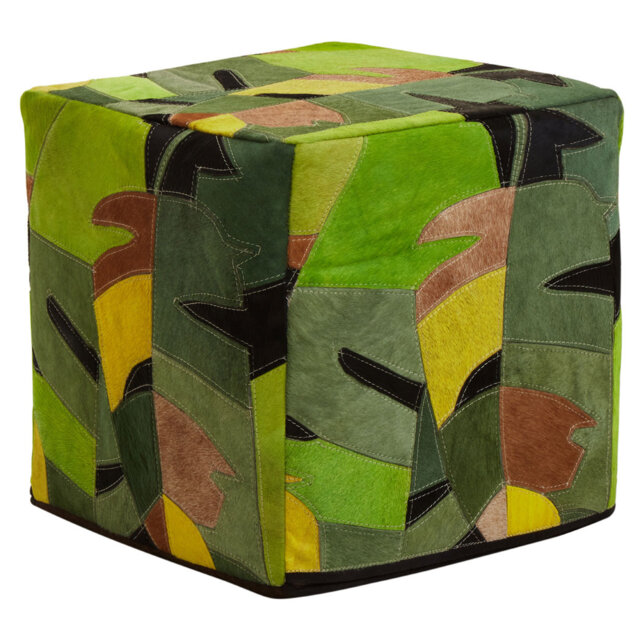 Zolotas 43cm Wide Genuine Leather Square No Pattern Pouffe Ottoman