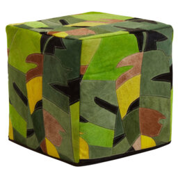 Zolotas 43cm Wide Genuine Leather Square No Pattern Pouffe Ottoman