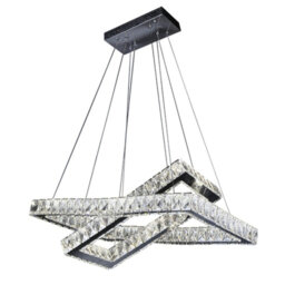 Chetram 1-Modern Crystal Square Chandelier - Luxury Chrome Flush Mount Ceiling Light with LED and Glass Droplets for Living Room, Bedroom, Foyer, and