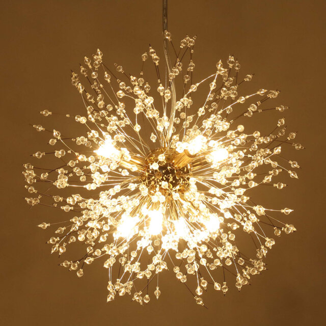 Dandelion 8-Light Sputnik Crystal Chandelier Starburst Sunburst Ceiling Lighting