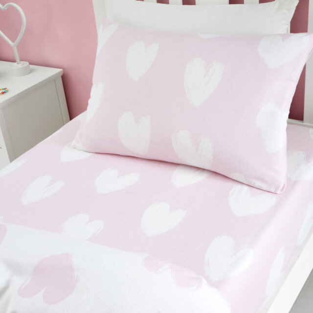 Brushed Cotton Hearts Fitted Sheet