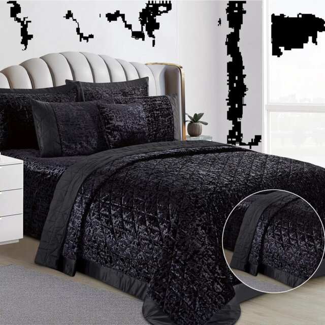 Velvet Bedspread with Pillow Shams Included