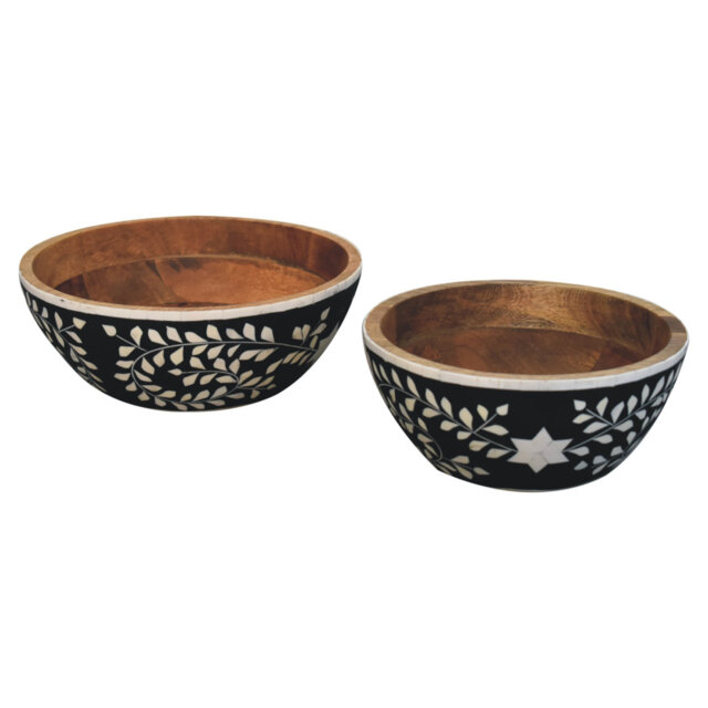 Antenor 2 Piece Wood Decorative Bowl Set in Black/Brown