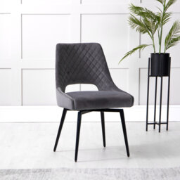 Easton Swivel Dining Chair - Graphite Velvet