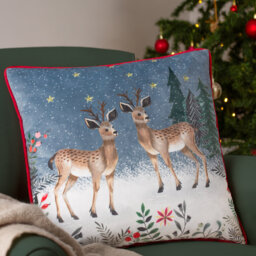 Ditsy Festive Reindeer Abstract Square Cushion