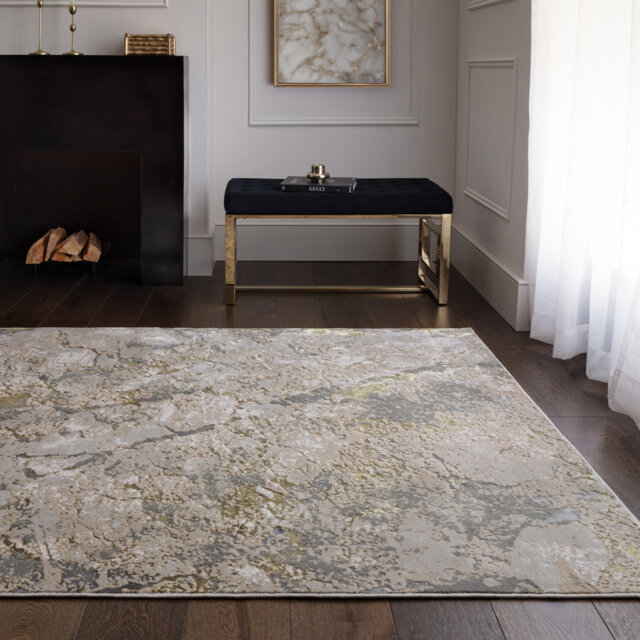 Aurora AU04 Galaxy Metallic Gold Area Rug