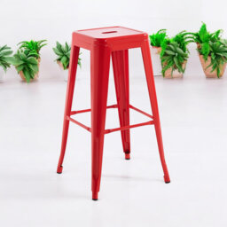 Stylish Clarke Metal Indoor/Outdoor Stool – Sleek Barstool with Gleaming Finish, Stackable & Practical Seating for Home, Living Room