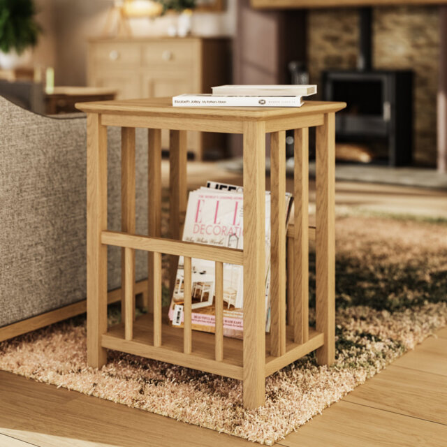 Daris Magazine Rack / Turntable Stand With Vinyl Record Storage. Solid Oak. Fully Assembled.