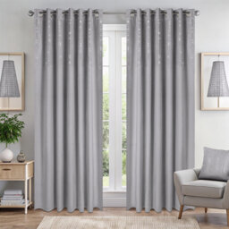 Triple Woven Blackout Velvet Ring Top Curtains with Cascading Diamante Studs
