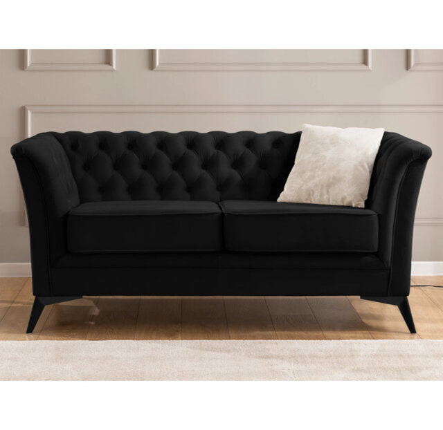 Chesterfield Luxury Sofa 2 seater Whitby in Velvet with Gold, Silver or Black Legs