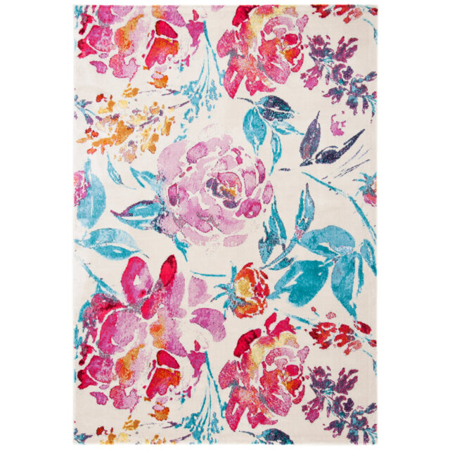 Antero Looped/Hooked Blue/Pink Rug