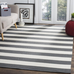 Dunkelberger Looped/Hooked Cotton Grey/Ivory Rug