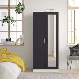 Osbourne High Gloss 2 Door Mirrored Wardrobe - H: 180cm x D: 47cm x W: 76cm