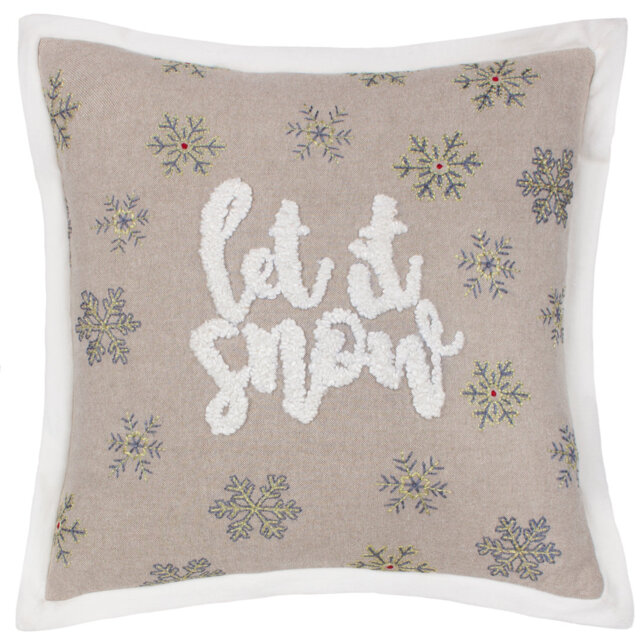 Winter Let It Snow Abstract Grey Square Cushion