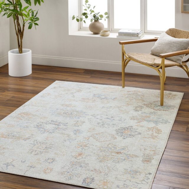 Theia Vintage Look Machine Woven Gray,Cream,Tan,Charcoal,LightBrown,SkyBlue Area Rug
