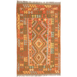 Handwoven Kilim Wool Red/Brown Rug