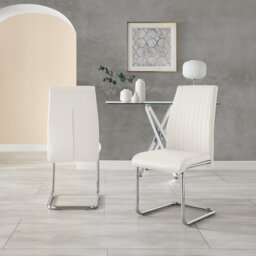 Loren Faux Leather Dining Chairs with Chrome Legs Upholstered Modern Design