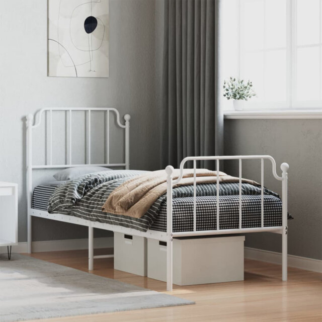 Marlow Home Co. Metal Bed Frame With Headboard And Footboard White 75X190 Cm Small Single